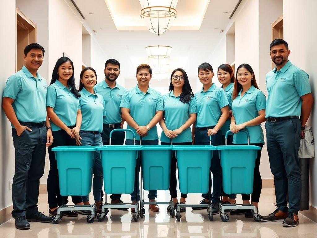 FreshHaven cleaning team in a condominium lobby